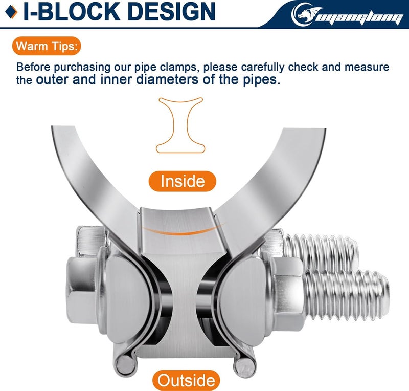 ouyanglong 2.75 Inch Exhaust Clamp, 2 3/4" Butt Joint Band Clamp Stainless Steel Sleeve Coupler for Pipes,Mufflers,Catalytic Converters - 2 Pack - Image 4